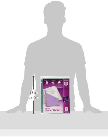 Avery Binder Pockets, Assorted Colors, 8.5" x 11", Acid-Free, Durable, 5 Slash Jackets (75254) (Pack of 2)