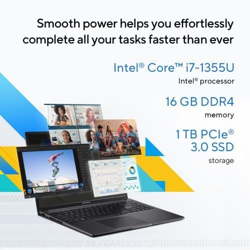 ASUS Vivobook 16" WUXGA Notebook Intel Core i7-1355U 16GB RAM 1TB SSD Intel Iris Xe Graphics Indie Black - Core i7-1355U (Deca-Core) - Iris Xe Graphics - 16" WUXGA Display - 1 TB SSD - 16 GB RAM