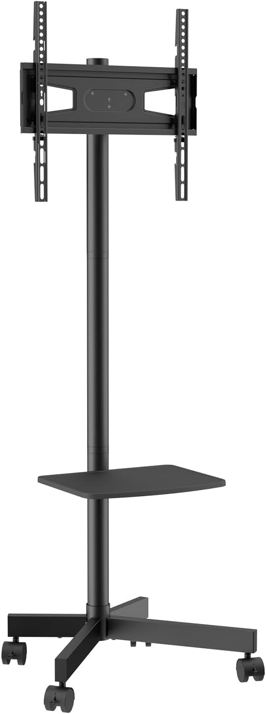 VEVOR Mobile TV Stand, Mobile TV Cart for 23 to 60 inch TVs, Height Adjustable Portable TV Stand with Wheels, with A Tray for Audio-Visual Devices, Rolling TV Stand with Mount for Bedroom, Living Room