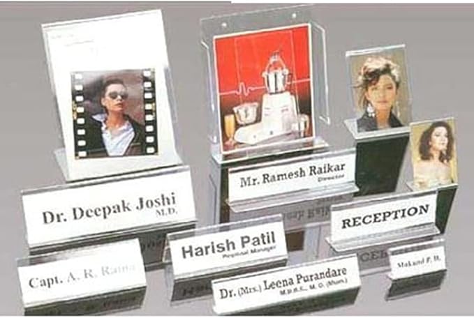 Acrylic 2-Sided Display Option V-Shaped Desk Name Plate for Name Plate Display for Business Conference, Reusable Table Place-Cards Holders for Wedding Restaurant and School (08 Inch x 2 Inch-20