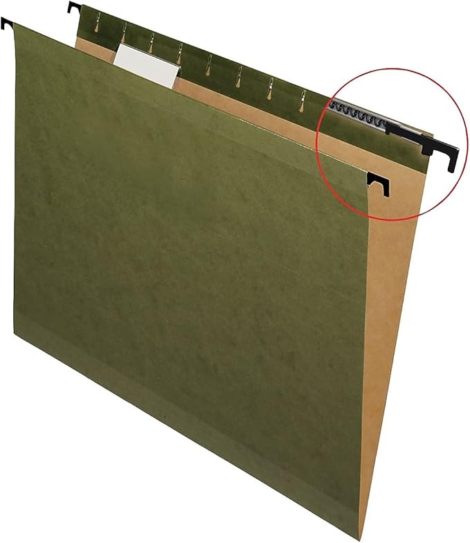 Pendaflex SureHook Reinforced Hanging Folders, Letter Size, Standard Green, 20 per Box (8-1/2 x 11)