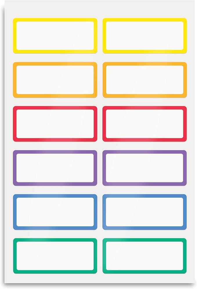 Avery No-Iron Fabric Name Labels, Rainbow Borders Preprinted Designs, Handwrite-Only, 24 Preprinted Labels (40706)