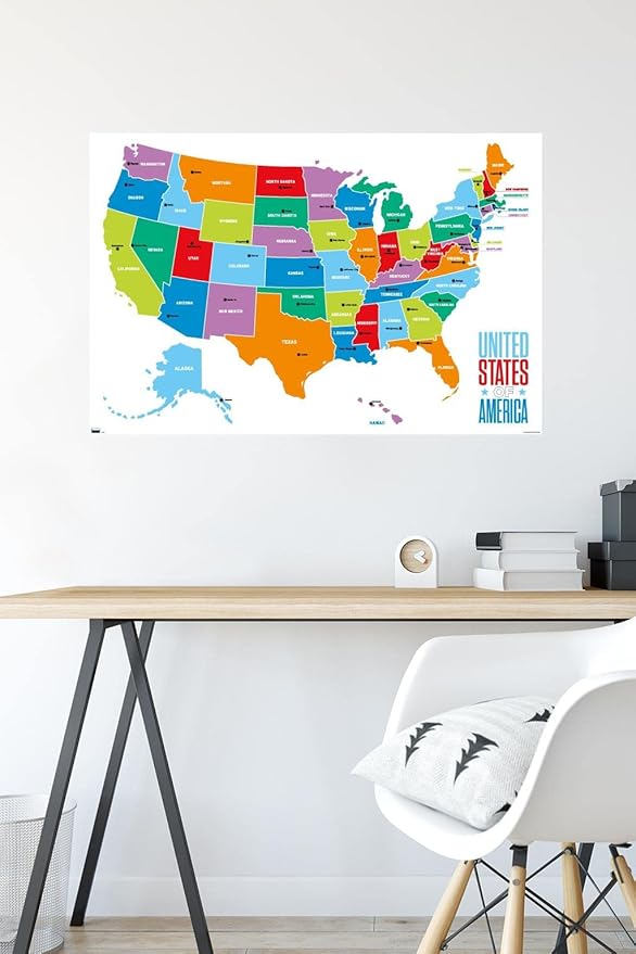 Trends International Map - United States Of America 2022 Wall Poster, 22.375" x 34", Premium Unframed Version