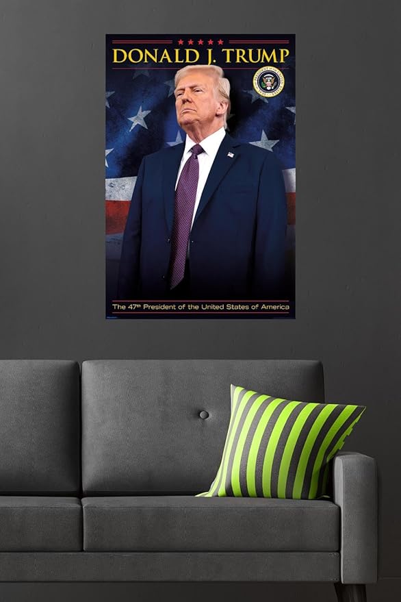 President Donald Trump - 47th President Wall Poster, 34L" x 22.4W", Premium Poster & Mount Bundle