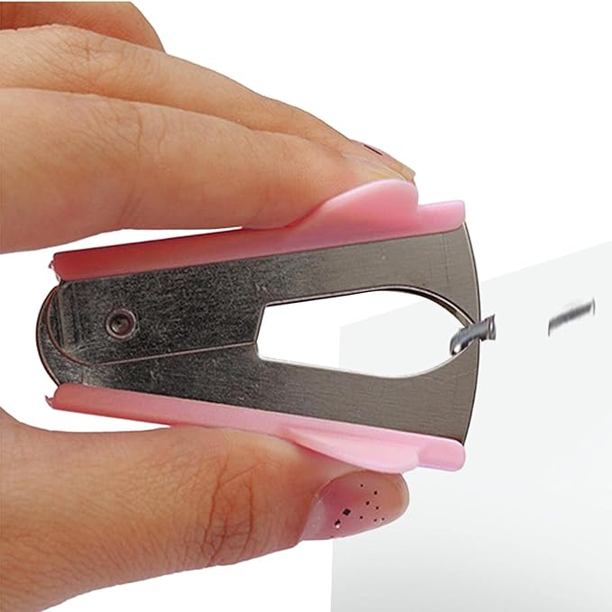Pink Stapler Removal Tool, Stapler Removals Puller Tool, Wear-Resistant Remover Tool with Non-Slip Handle, Staple Puller Tool Supplies for Students, School, Home, Teachers Staple Removers