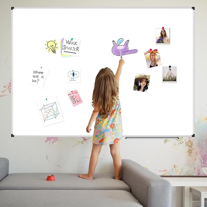 XBoard Magnetic Dry Erase Whiteboard 24 x 18 Inch, Small Hanging White Board for Wall with Marker Tray | Silver Aluminum Frame Presentation Board for Home Office Classroom (Pack of 2)