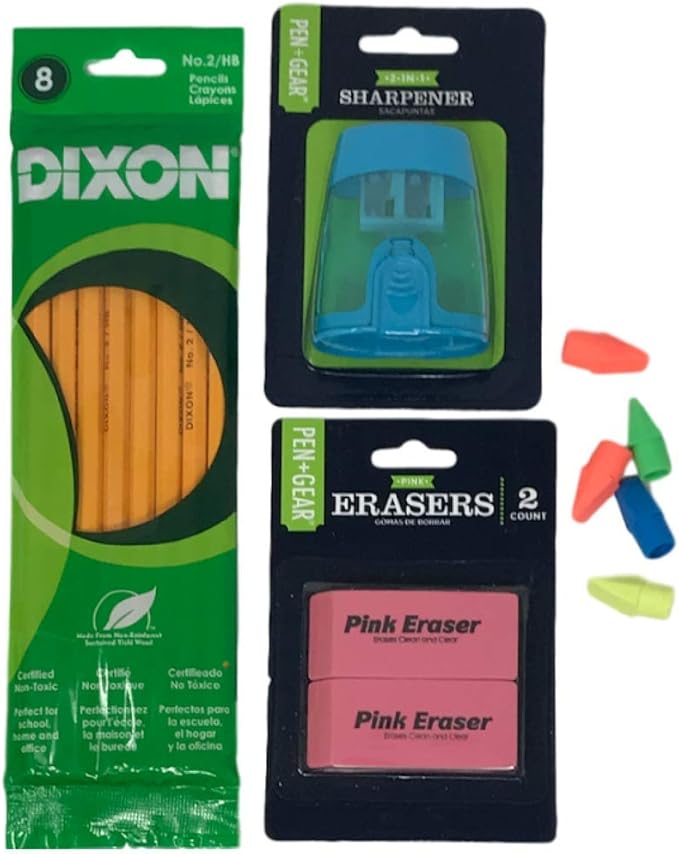 Combined Elementary School Supply Pack for Boys 26 Pieces , Kindergarten, 1st, 2nd, 3rd, 4th, 5th and 6th Grades