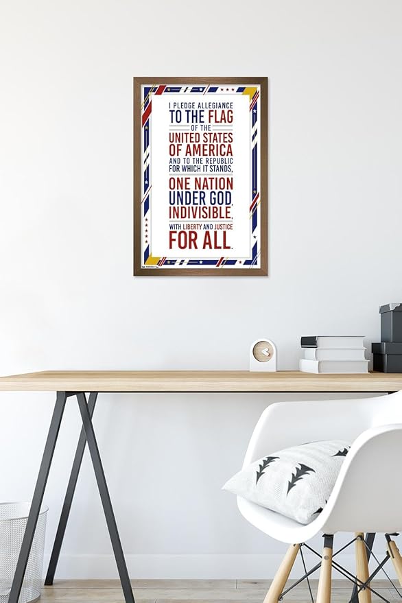 Trends International The United States Of America - Pledge Of Allegiance Wall Poster, 14.725" x 22.375", Bronze Framed Version