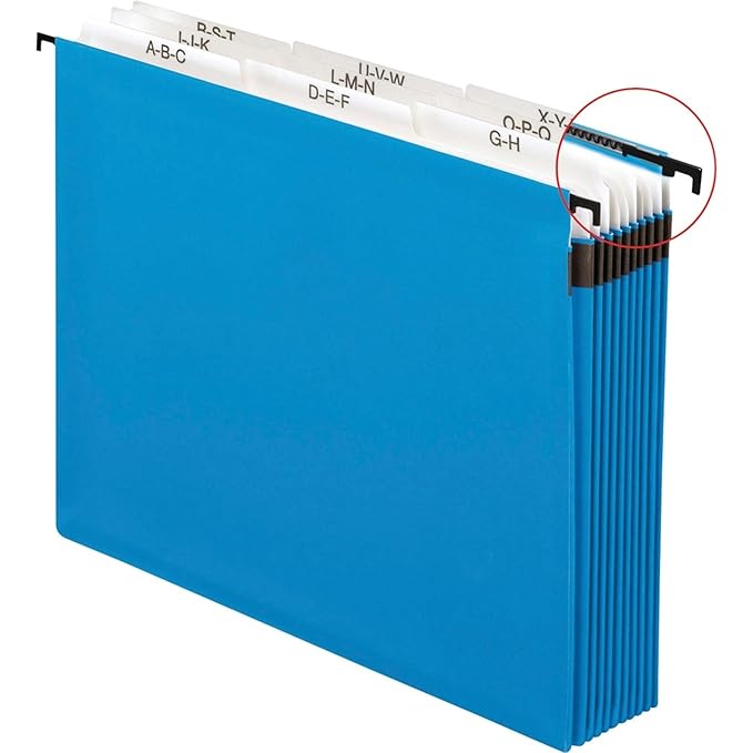 Pendaflex 59225 Nine-Section Hanging Folder, 5 1/4", Tabs and Labels, 1/5 Tab, Letter, Blue