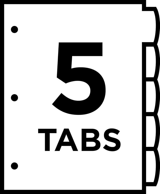 Avery Big Tab Write & Erase Durable Plastic Dividers for 3 Ring Binders, 5-Tab Set, Bright Multicolor, 1 Set (16129)
