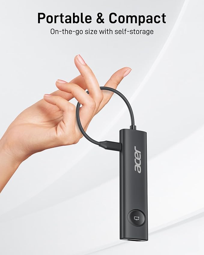 Acer USB C HUB Multiport Adapter, 7 in 1 USB-C to HDMI Adapter with 4K@60Hz, 100W PD, 5Gbps 2*USB-A 3.1, 1*Type-C 3.1, SD Card Reader Type C Dongle for iPhone 16/15, MacBook Pro/air, iPad, Acer(Black)