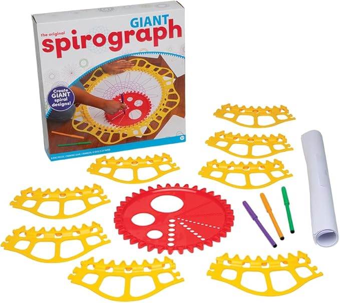 Spirograph Giant, Arts and Crafts, Kids Toys, Art Supplies, Craft Supplies, Drawing Kit, Spiral Art, Classic Gear Design Kit, Markers, Ages 8+