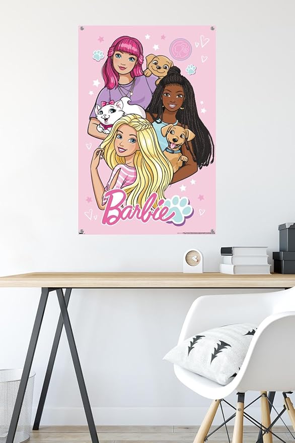 Trends International Mattel Barbie - Cute Wall Poster, 22.37" x 34.00", Premium Poster & Push Pin Bundle