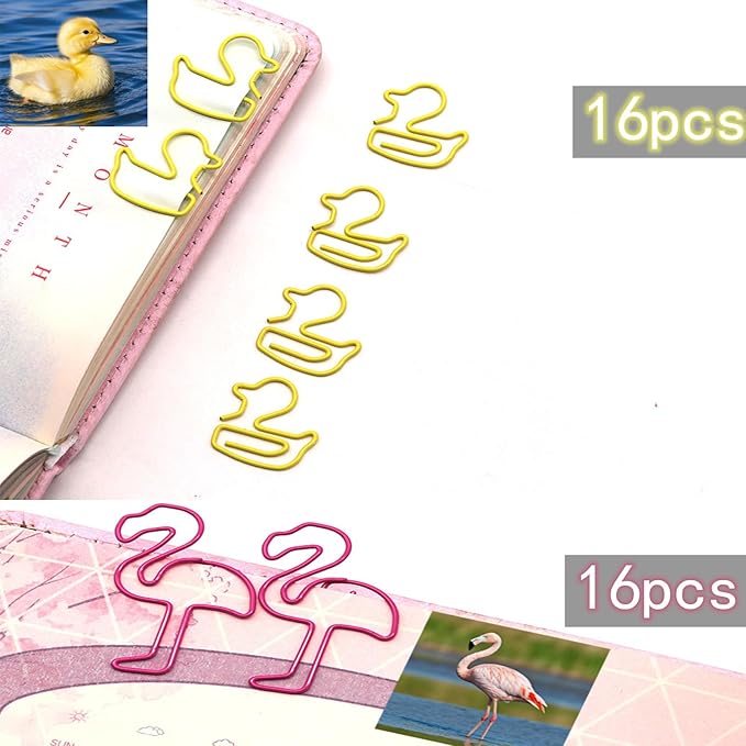 96 pcs Cute Animal Shaped Paper Clips Assorted Colors, Fun Office and School Supplies for Coworkers, Teachers and Students