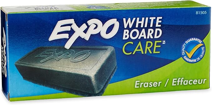 EXPO Soft Pile Dry Block Eraser, 5-1/8 x 1-1/2 Inches, Ideal for Whiteboards, Pack of 12