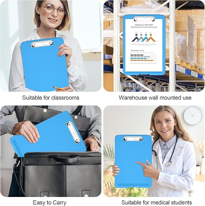 Hongri Clipboard with Storage, 8.5 x 11 Nursing Clip Board Foldable Storage for Nurses, Lawyers, Students, Classroom, Office, School, Size 13.4 x 9.4 X 0.9 in, Blue