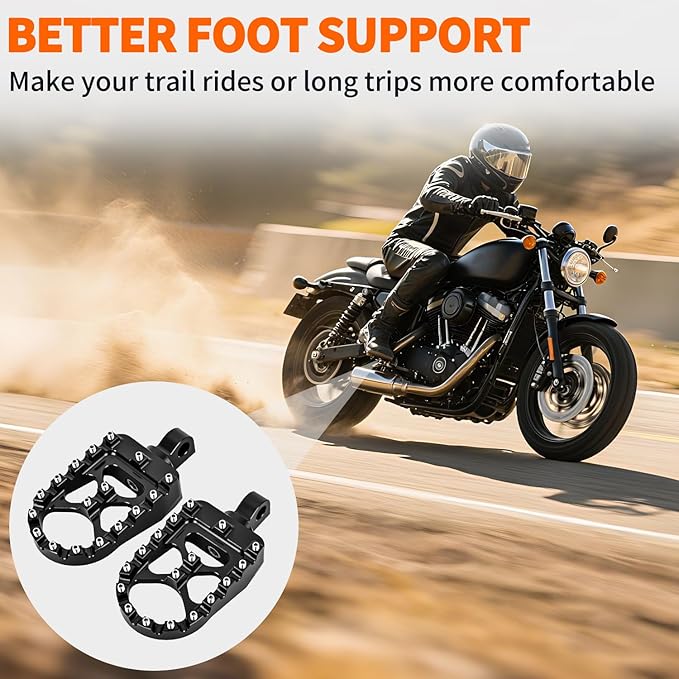 Nilight Motorcycle Foot Pegs Dirt Bike Footpegs Fit for Harley Dyna 1993-2017 Fatboy 1990-2017 Iron 883 2009-2017 Sportster 883 360° Rotating CNC Foot Pegs Heavy Duty Aluminum Alloy Peg Pedal, Black
