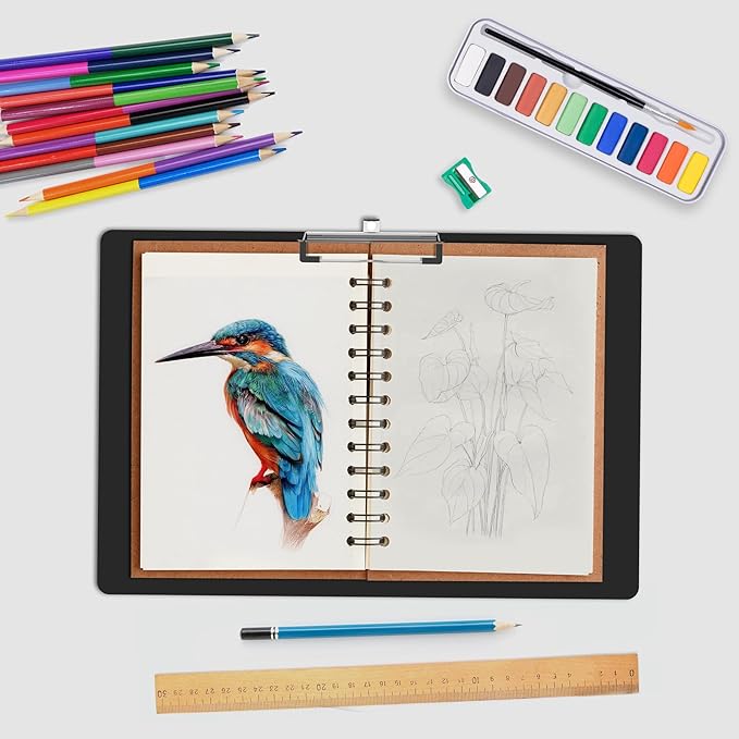Extra Large 11x17 Clipboards, Plastic Black Drawing Boards, Horizontal Clip Board, Landscape Layout. Suitable for Watercolor, Sketching, Painting. Art & Drafting Supply