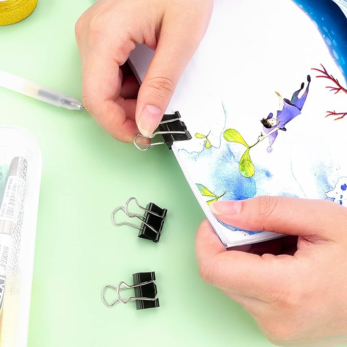 ZZTX Black Binder Clips Paper Clamps Clips Small Size, 0.75 Inches, 36 Pack