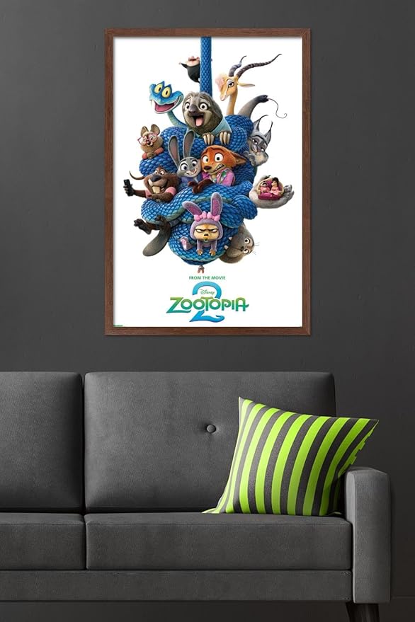 Disney Zootopia 2 (2025) - Group One Sheet Wall Poster, 34L" x 22.4W", Mahogany Framed Version