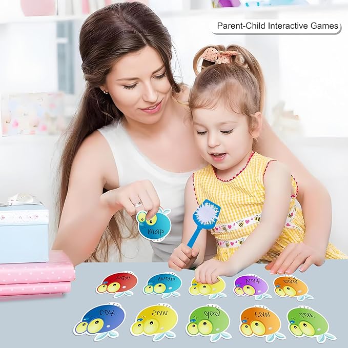 Sight Word Swat 56 Pcs Fly Dry Erase Cards 4 Fly Swatters Kids Educational Toys Sight Word Games Board Games Interactive Toys for Toddler