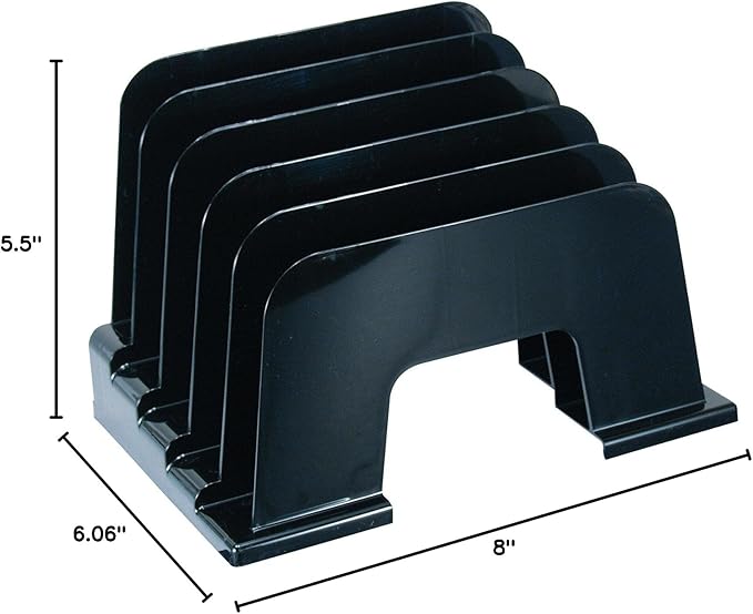 Officemate Incline Sorter, 5 Compartments, Black (21232)