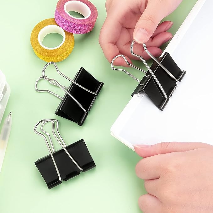 ZZTX Extra Large Binder Clips Paper Clamps Clips Black, 2.0 Inches, 12 Pack