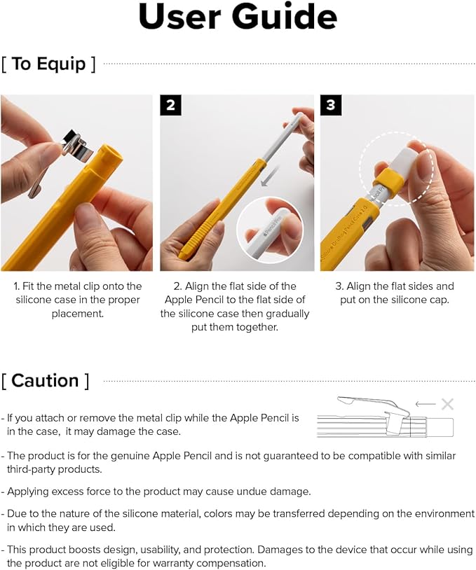 Ringke Silicone Drafting Pencil Case Compatible with Apple Pencil 2nd Generation and Apple Pencil Pro Case, Perfect Grip Silicone Protective Cover Sleeve Accessories - Yellow