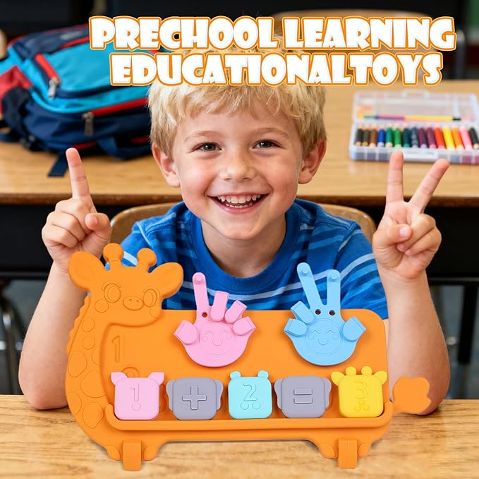 Preschool Learning Math Toy for Toddlers, Silicone Counting Board with Number Tracing | Montessori Educational Math Manipulatives Number Counting Blocks for 3 Year+ Boys Girls Gifts