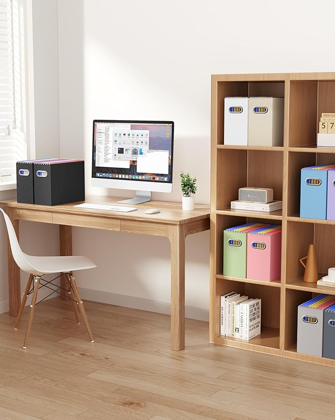 Oterri Cardboard File Organizer Box for Hanging File Folders Letter Size,File Box for Computer Desk,File Cabinet,Working Home,Office,Classroom (Pink, Letter Size - 6 Packs)