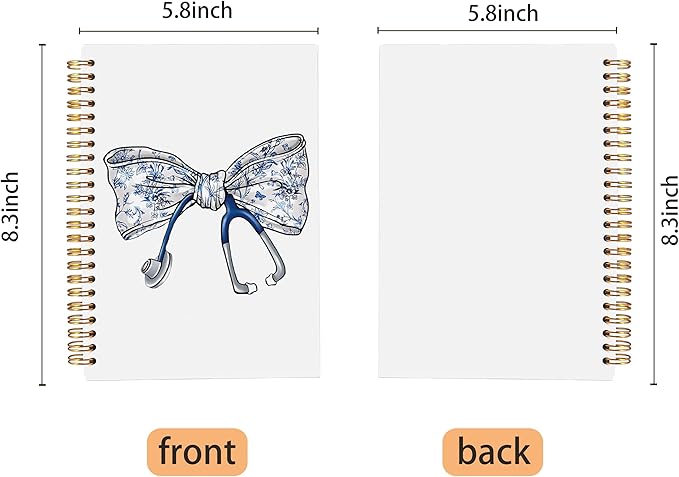 Ecezatik Coquette Chinoiserie Stethoscope Bow Nurse Notebook Journal, Nurse Appreciation Gifts for Women, Nursing Medical Graduation Gifts, Nursing Aesthetic Spiral Notebook 5.5x8.3 Inch