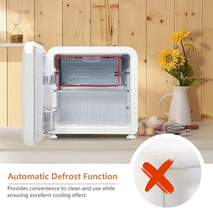 COSTWAY Compact Refrigerator, 1.6 cu ft. Single Door Small Fridge with Adjustable Temperature 32℉ to 50℉, Auto Defrost, Reversible Door, Removable Glass Shelves, Mini Fridge for Apartment (White)