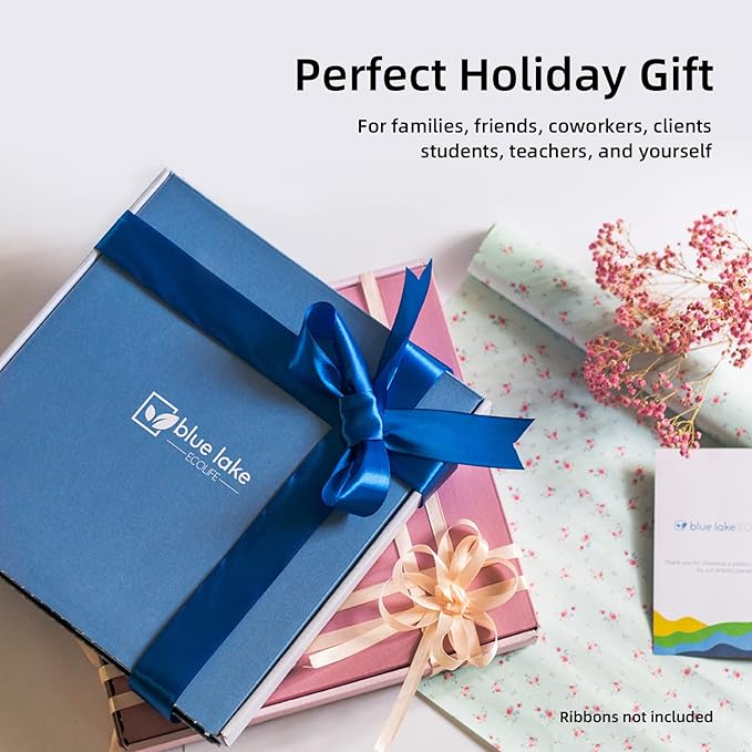 Blue Lake 3-Ring Binder School Offiice Supplies Kit Bundle Plastic Free 22 Piece Binder, Folders, Pencils, Pencil Box Organizer Tray, Gifts for K-12, College Students, and Office