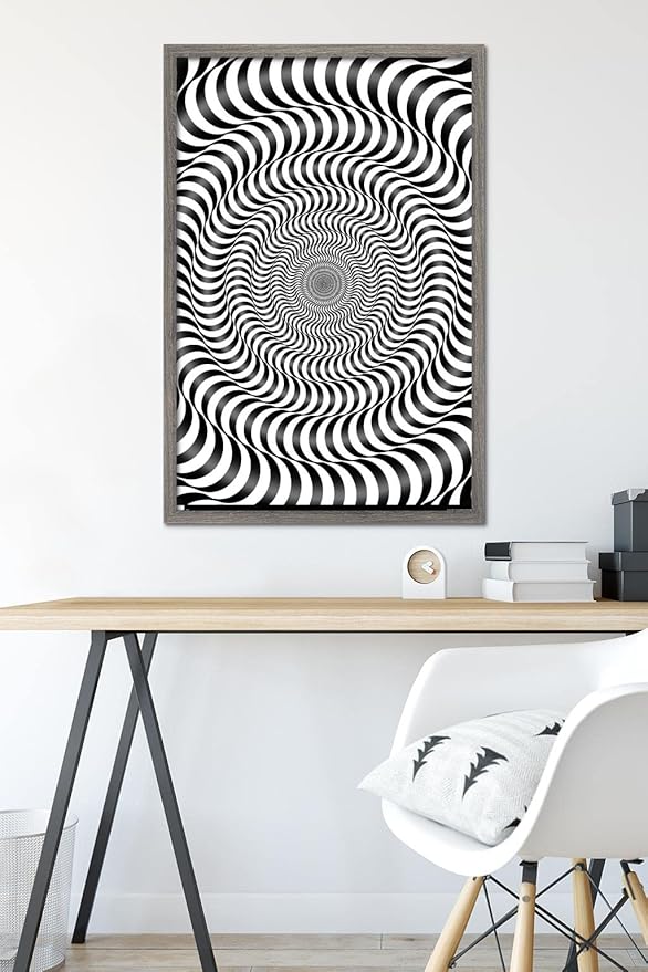 Trends International Zebra Stripe Optical Illusion Wall Poster, 22.375" x 34", Barnwood Framed Version