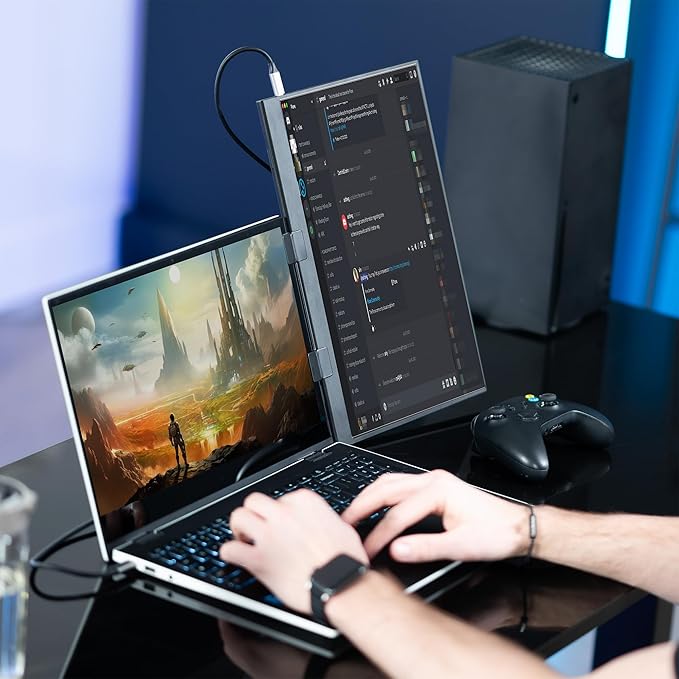 VIVO 15.6 inch Portable Monitor with Laptop Screen Extender Holding Bracket, Fits Laptops up to 18.5 inches, Black, STAND-PM01M