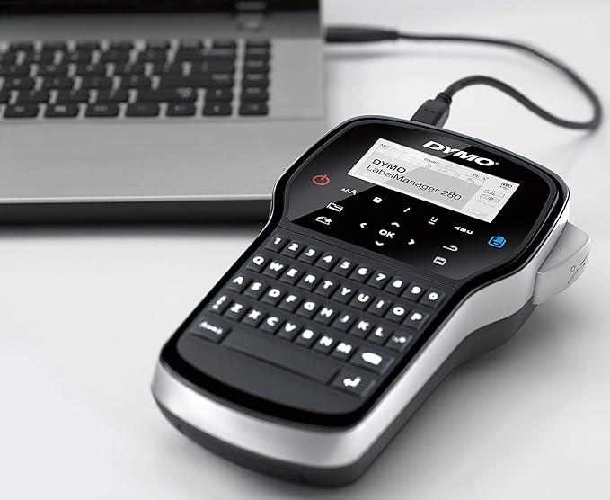 DYMO Label Maker with Adapter LabelManager 420P High-Performance Label Maker Rechargeable PC and Mac Connectivity Bright Backlit Display Easy-to-Use Portable For Home & Office Organization