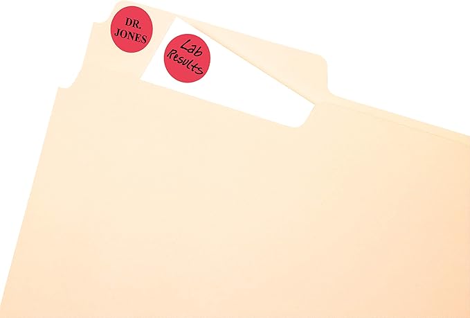 Avery Print/Write Self-Adhesive Removable Labels, 0.75 Inch Diameter, Red, 1008 per Pack (5466)