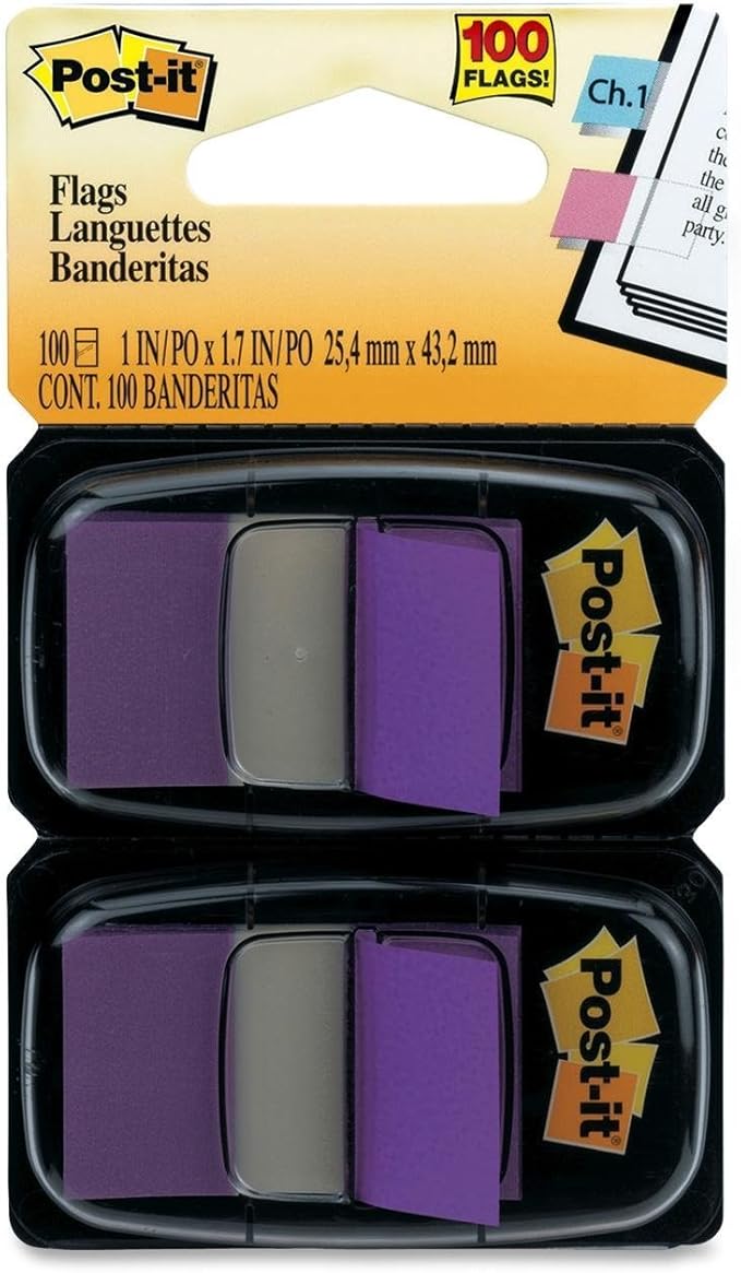 Post-it Flags Products - Post-it Flags - Standard Tape Flags in Dispenser, Purple, 100 Flags/Dispenser - Sold As 1 Pack - Get attention and get results! - Mark and color-code. - All flags are removable and repositionable. - With the convenient pop-up d...