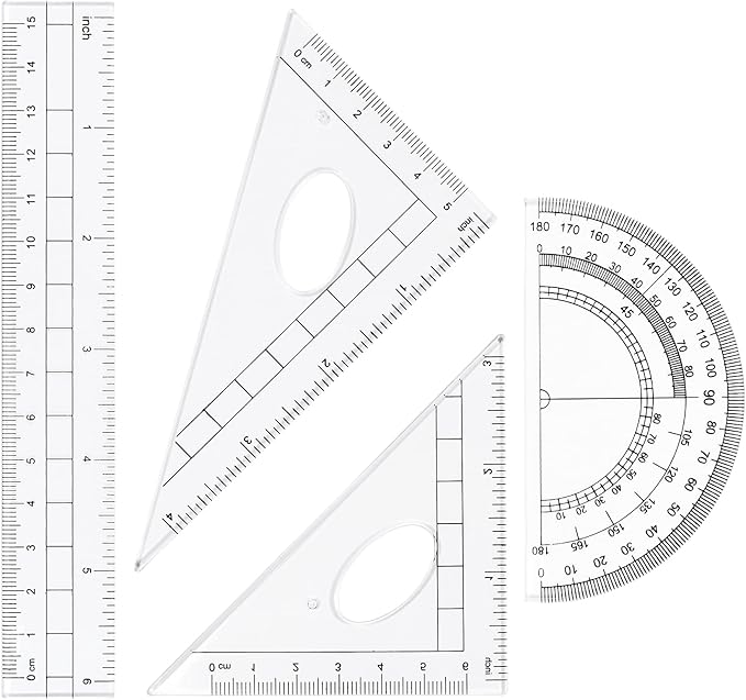 10 Pieces Math Geometry Kit Set Student Supplies with Shatterproof Storage Box,Includes Rulers,Protractor,Compass,Eraser,Pencil Sharpener,Lead Refills,Pencil,for School and Drawings(Pink)