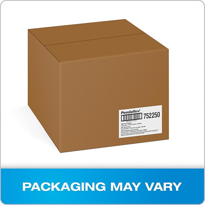 Pendaflex File Folders, Letter Size, 1/3 Cut, Manila, 250 per Box (752250)