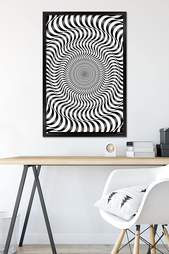 Trends International Zebra Stripe Optical Illusion Wall Poster, 22.375" x 34", Black Framed Version