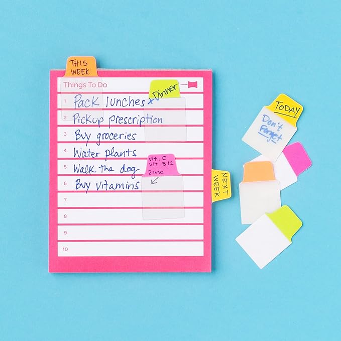 Avery Mini Ultra Tabs, 1" x 1.5", 2-Side Writable, Assorted Neon Colors, 80 Repositionable Tabs (74762)