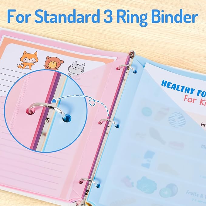 Forvencer 8 Count Dividers with Two Pockets, 8 tab Binder Dividers for 3 Ring Binder Organizer, Binder Divider with Tabs for School Office and Home Organization, Multicolor, 1 Set