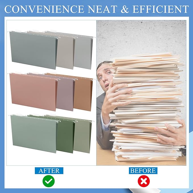 Yaomiao 48 Pcs 11.6 x 9 Inches Decorative Hanging File Folders with Tabs Letter Size File Organizer Multicolor Hanging Folders for Home Classroom Office School Supplies, 12 Color (Cute Color)
