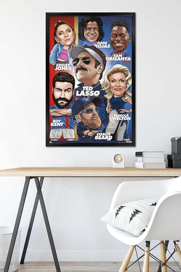 Ted Lasso - Character Grid Wall Poster, 34L" x 22.4W", Black Framed Version