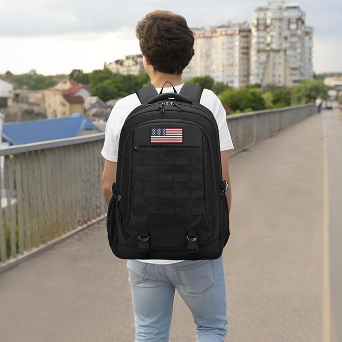 Tactical Backpack 35L - 19'' Waterproof School Bag for Kids, 15.6" Laptop Compartment & MOLLE Webbing for Camping Hiking Travel