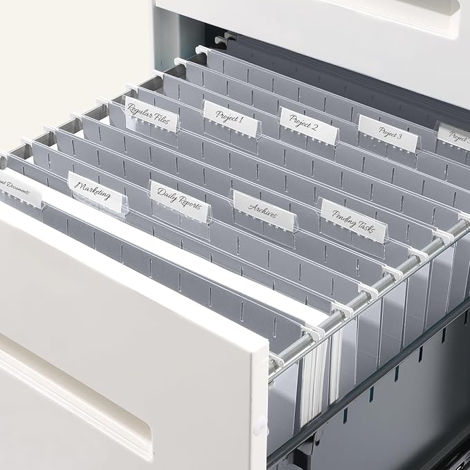 SUNEE 25 Pack Hanging File Folders, Gray Folders, Hanging File Folders Letter Size with 1/5-cut Tabs, Stay Organized for Your Home and Office Bulk File and Documents