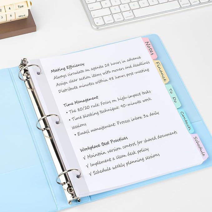 Forvencer Blank Writable Binder Dividers, 1/5 Cut Tabs, 3 Hole Punch Dividers with Reinforced Edge, Binder Dividers with Multicolor Tabs, Letter Size, 20 Sets, 100 Dividers