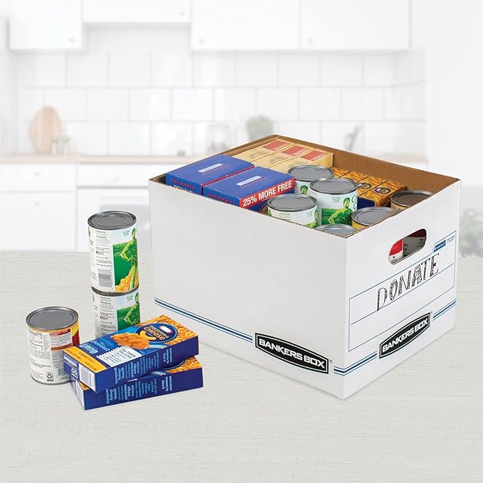 Bankers Box Stor/File Storage Boxes, Letter/Legal Size, Lift-Off Lid, 60% Recycled Corrugated, White/Blue, 20/Pack (0070333), 2-Pack (40 Boxes Total)