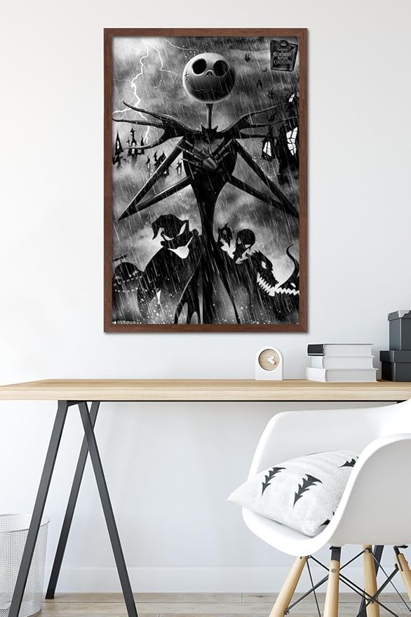 Trends International Disney Tim Burton's The Nightmare Before Christmas - Shadows Wall Poster, 34L x 22.4W, Mahogany Framed Version
